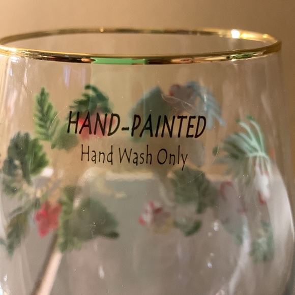 🎅 2 Hand Painted Set Tiger in Jungle Stemless Wine Glasses NEW - Picture 12 of 15